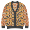 Rust Orange Geometric Knit Cardigan - Cozy Layering - DipaliZ