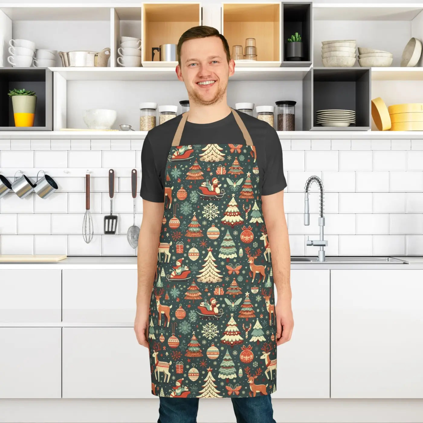 Rudolph Reindeer Christmas Apron - Festive Holiday Cooking - DipaliZ