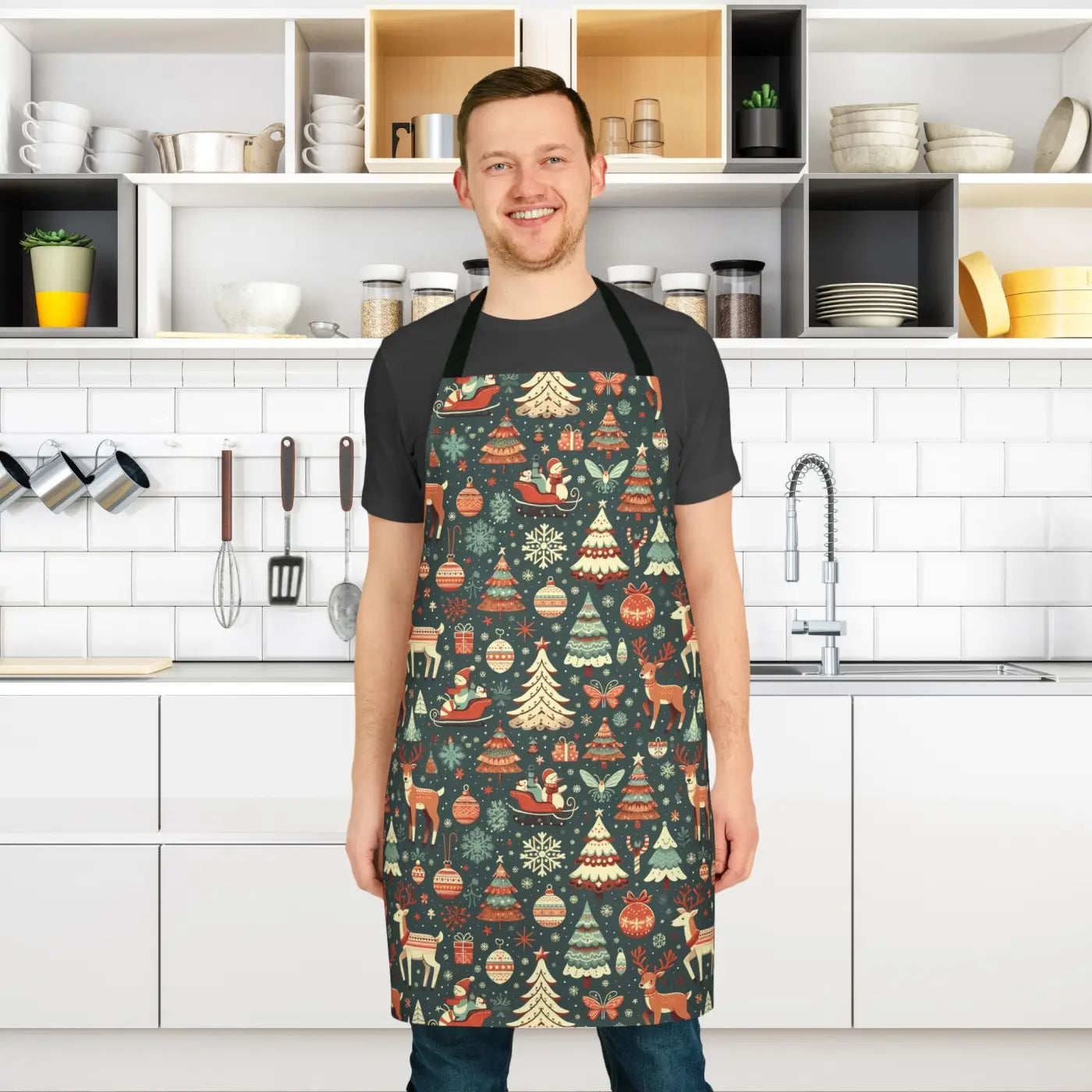 Rudolph Reindeer Christmas Apron - Festive Holiday Cooking - DipaliZ