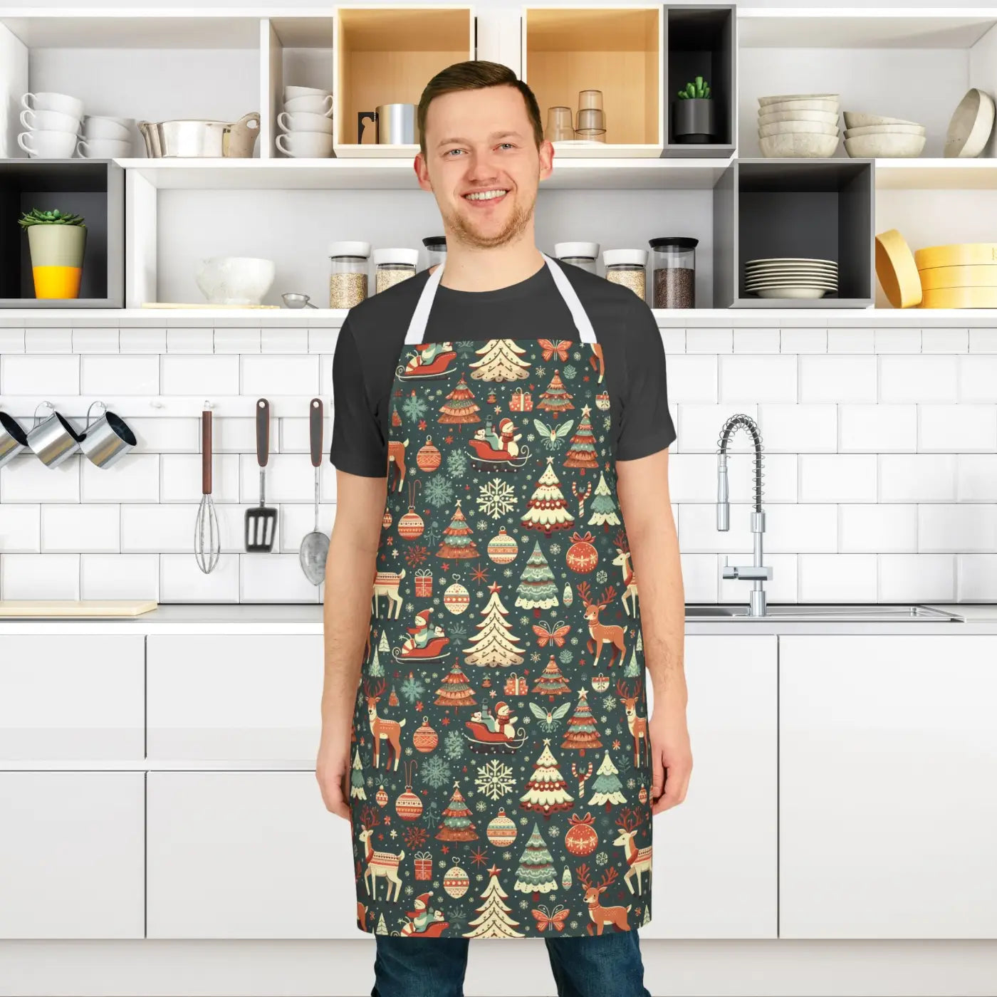 Rudolph Reindeer Christmas Apron - Festive Holiday Cooking - DipaliZ
