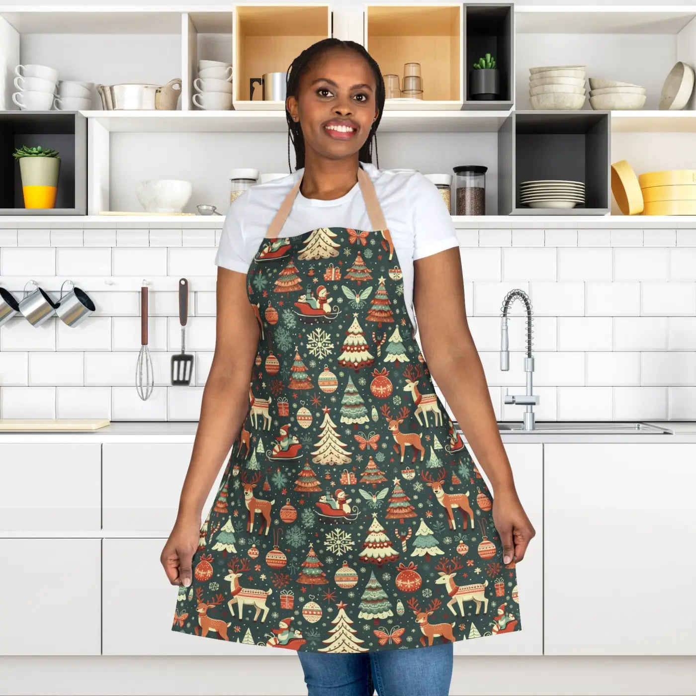 Rudolph Reindeer Christmas Apron - Festive Holiday Cooking - DipaliZ