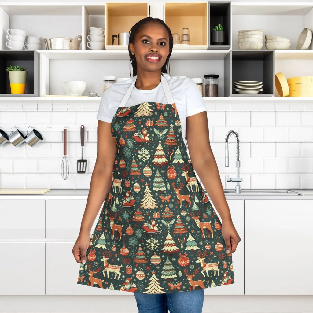 Rudolph Reindeer Christmas Apron - Festive Holiday Cooking - DipaliZ