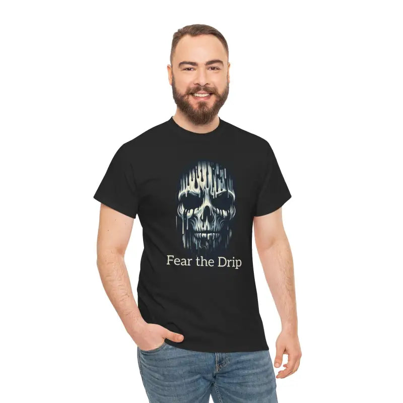 Spooky Halloween Mask Heavy Cotton Tee - Fear the Drip - DipaliZ