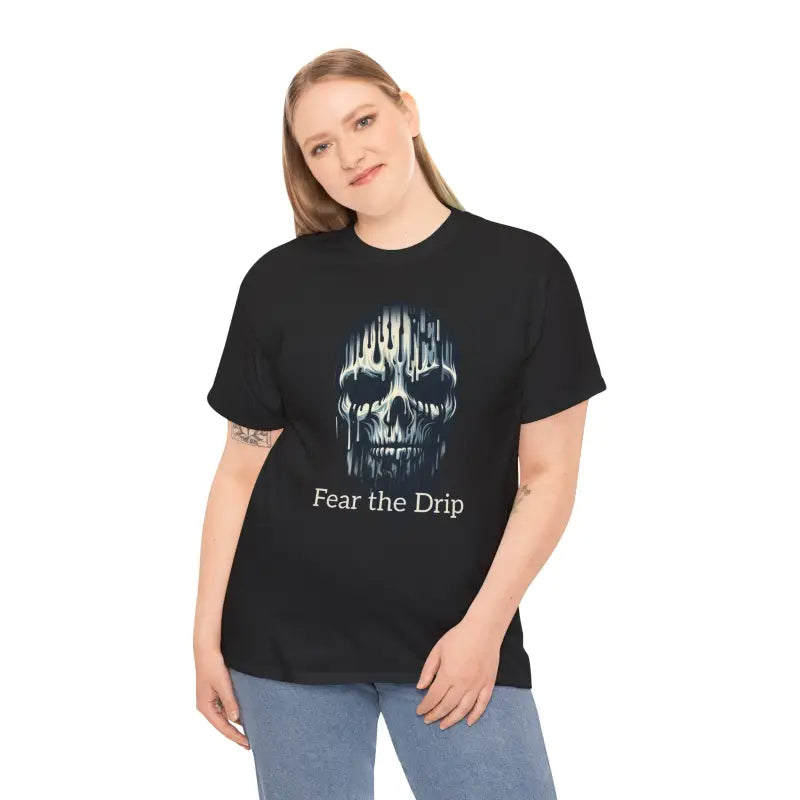 Spooky Halloween Mask Heavy Cotton Tee - Fear the Drip - DipaliZ