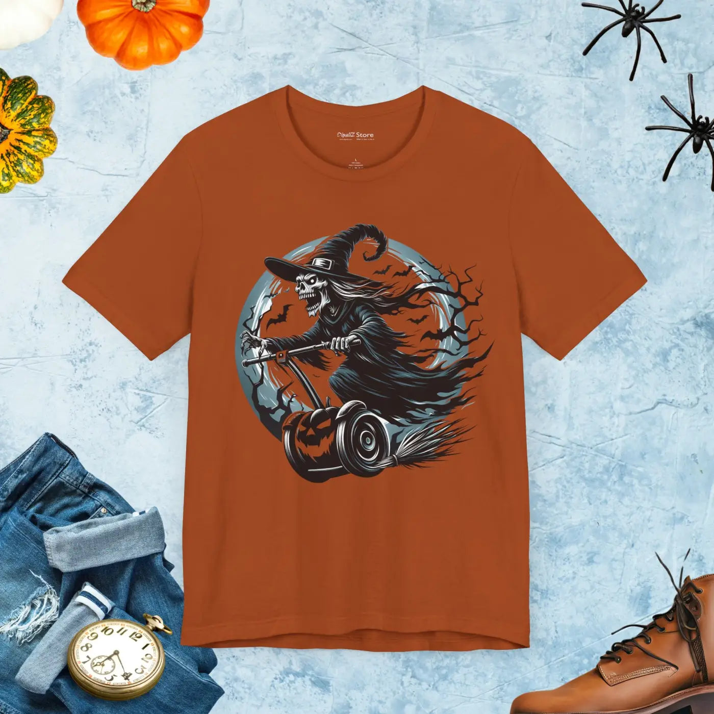 Electrifying Witch Segway Unisex Jersey Tee - Halloween - DipaliZ