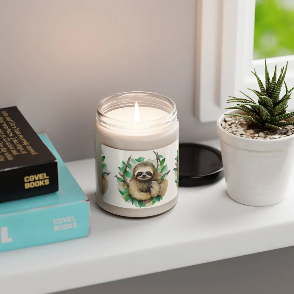 Scented Soy Candle - Relaxing Sloth Design for Home Calm - DipaliZ