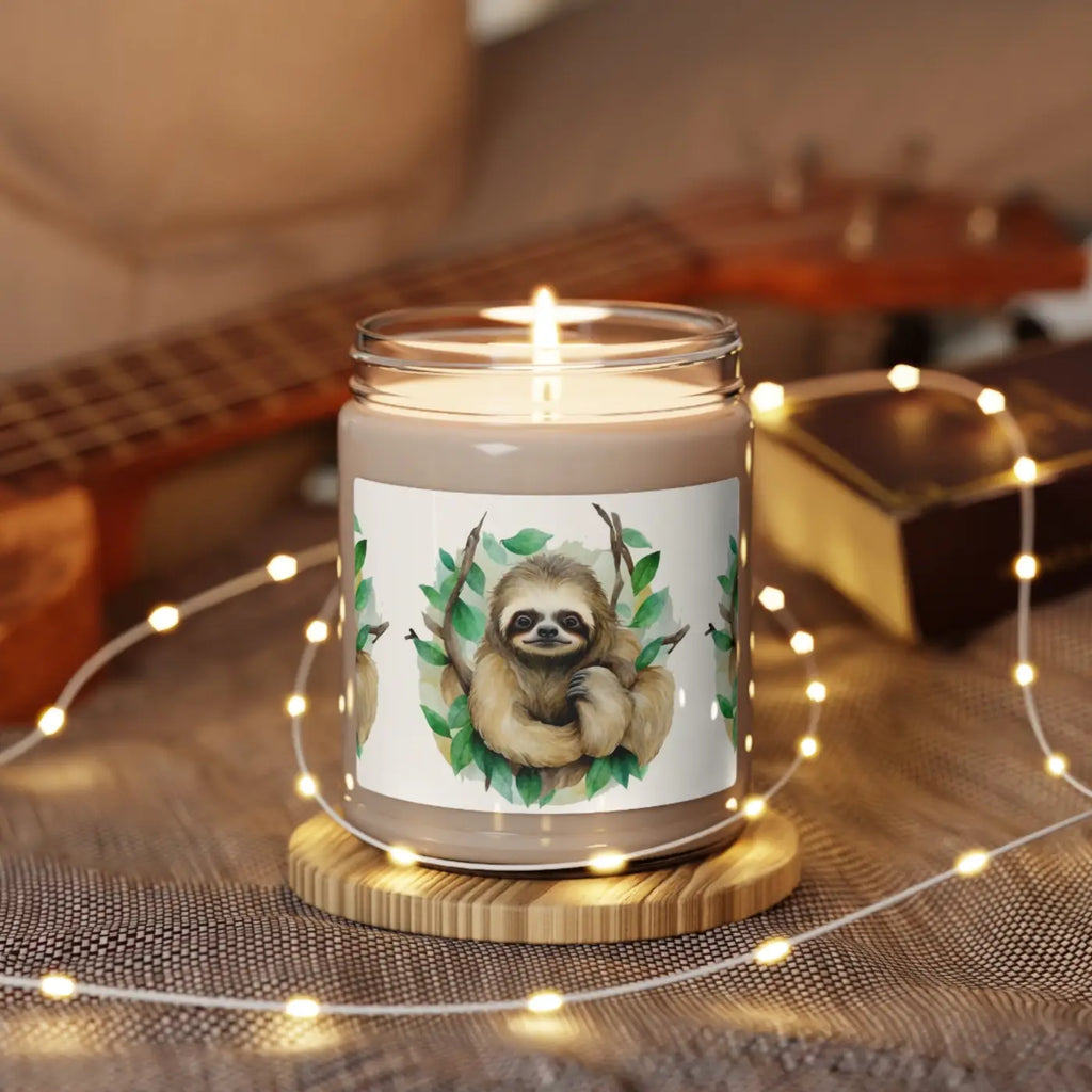 Scented Soy Candle - Relaxing Sloth Design for Home Calm - DipaliZ