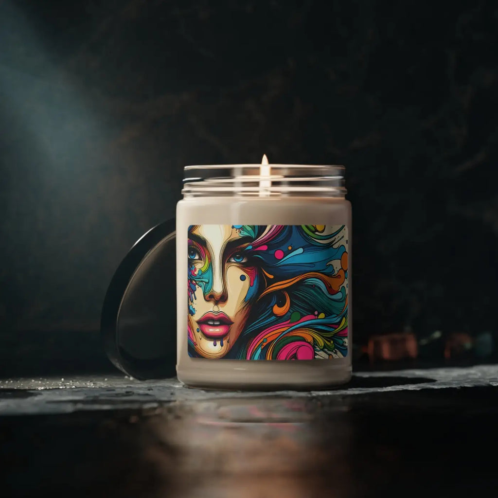 Scented Soy Candle - Woman With Paint Splash Design - DipaliZ