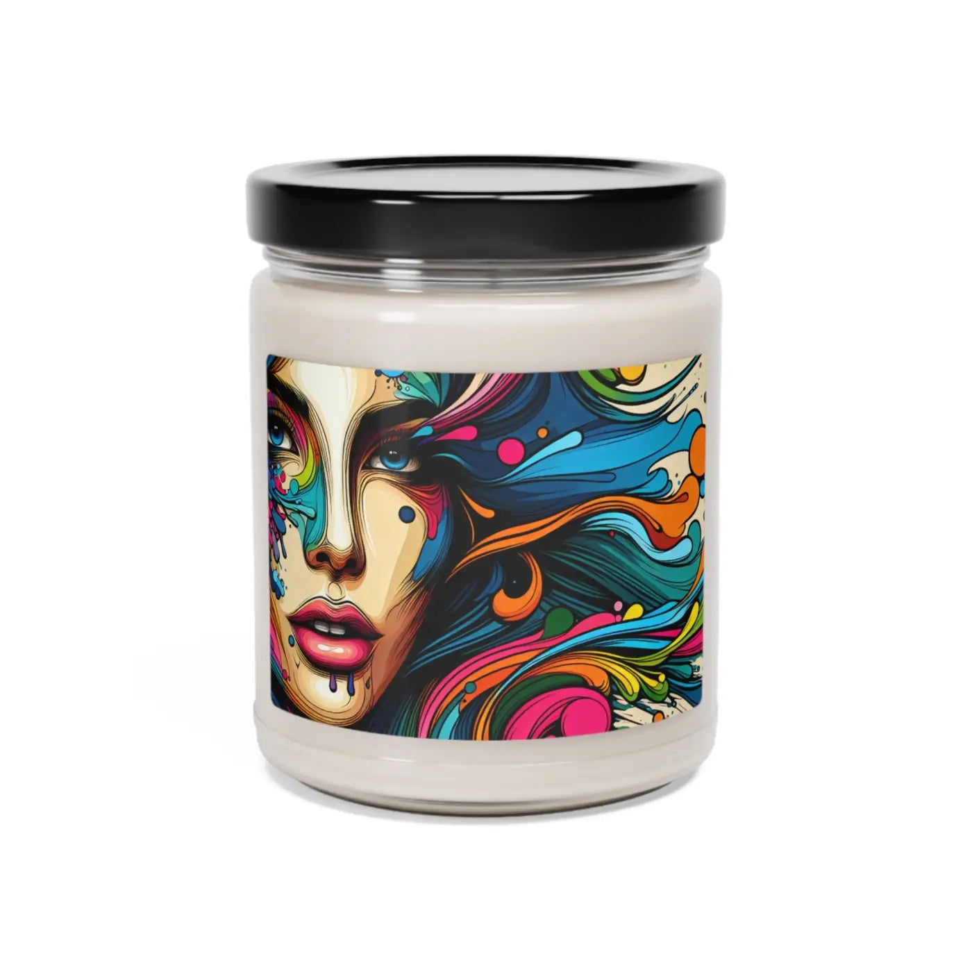 Scented Soy Candle - Woman With Paint Splash Design - DipaliZ