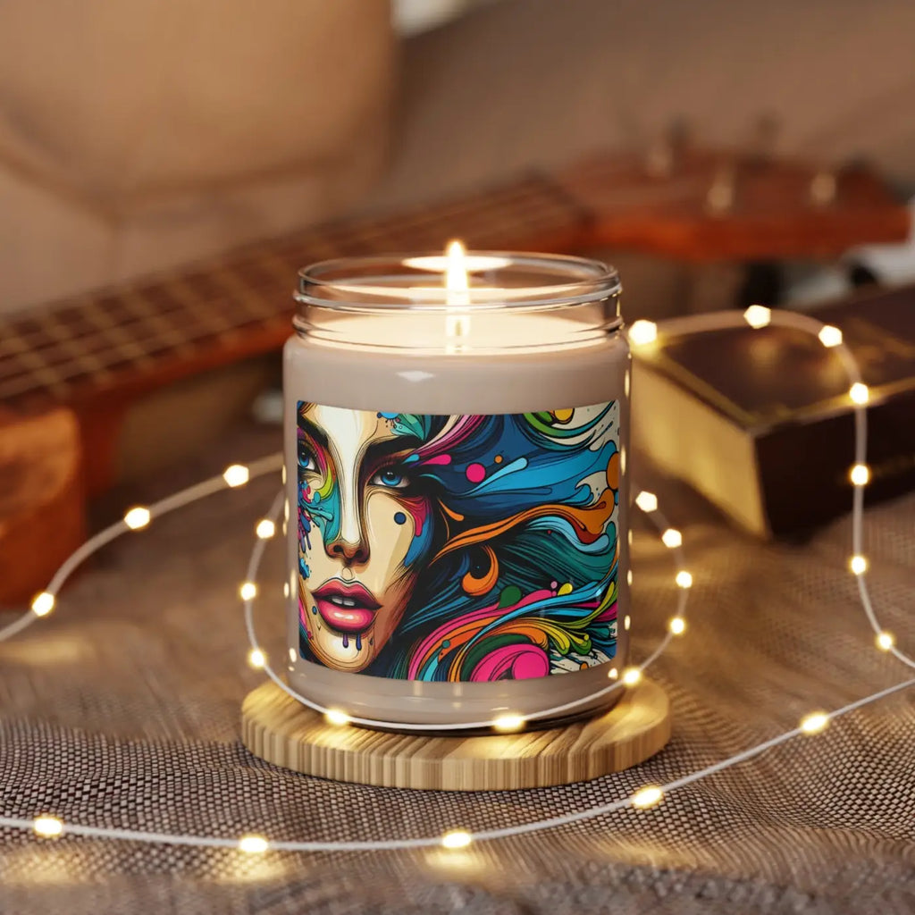 Scented Soy Candle - Woman With Paint Splash Design - DipaliZ