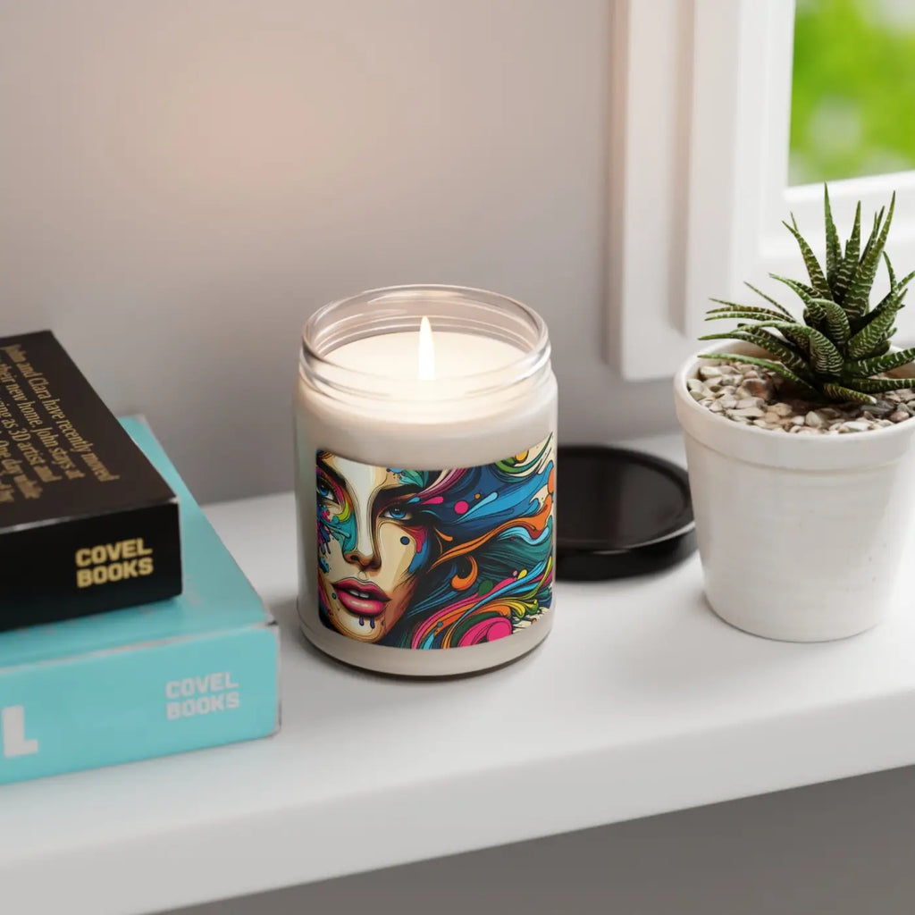Scented Soy Candle - Woman With Paint Splash Design - DipaliZ