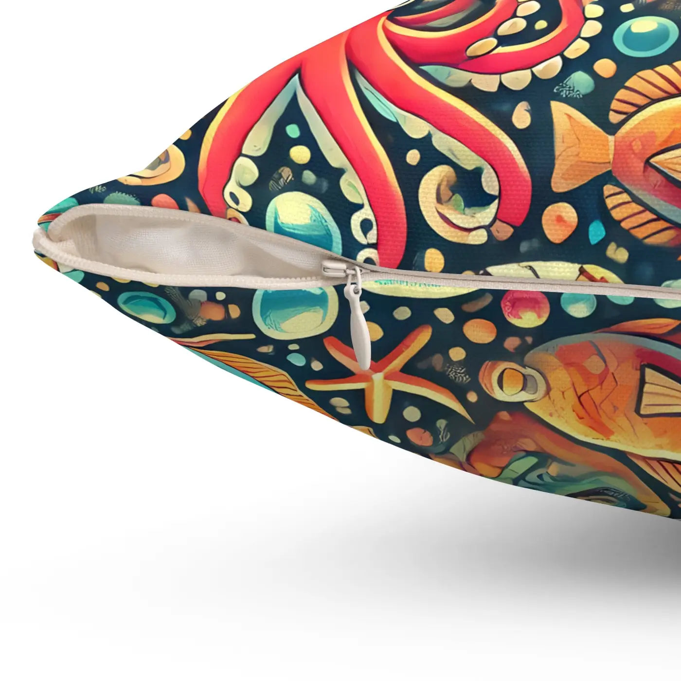 Sea Animals Spun Polyester Pillow - Underwater Comfort - DipaliZ