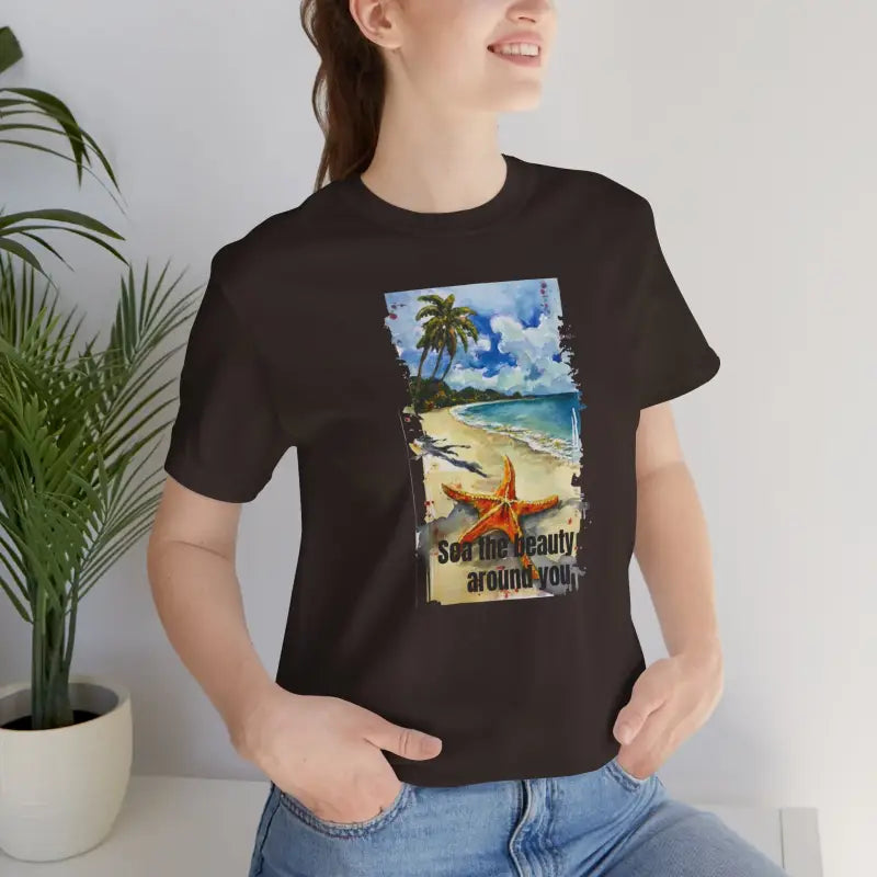 Unisex Jersey Short Sleeve Tee - Starfish Beach Design - DipaliZ