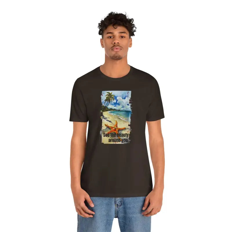 Unisex Jersey Short Sleeve Tee - Starfish Beach Design - DipaliZ