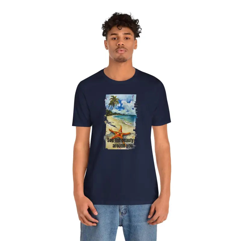 Unisex Jersey Short Sleeve Tee - Starfish Beach Design - DipaliZ
