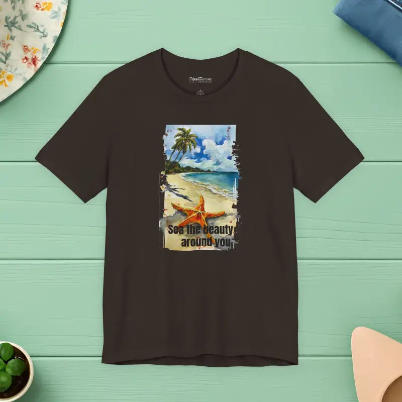 Unisex Jersey Short Sleeve Tee - Starfish Beach Design - DipaliZ