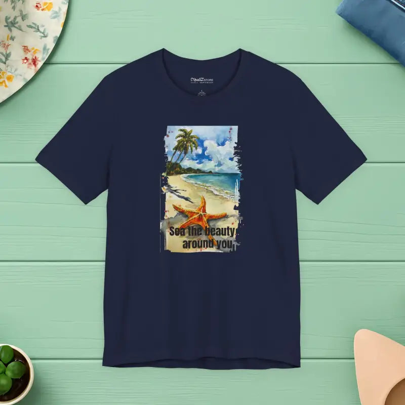 Unisex Jersey Short Sleeve Tee - Starfish Beach Design - DipaliZ