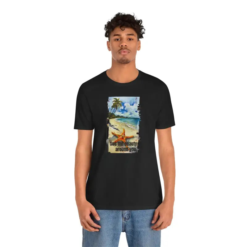 Unisex Jersey Short Sleeve Tee - Starfish Beach Design - DipaliZ