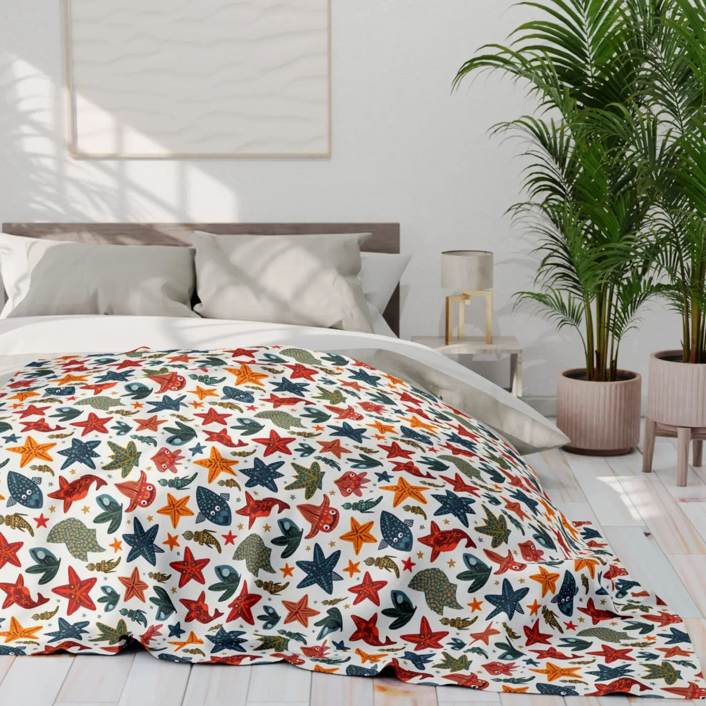 Vibrant Sea Creatures Arctic Fleece Blanket - Cozy Comfort - DipaliZ