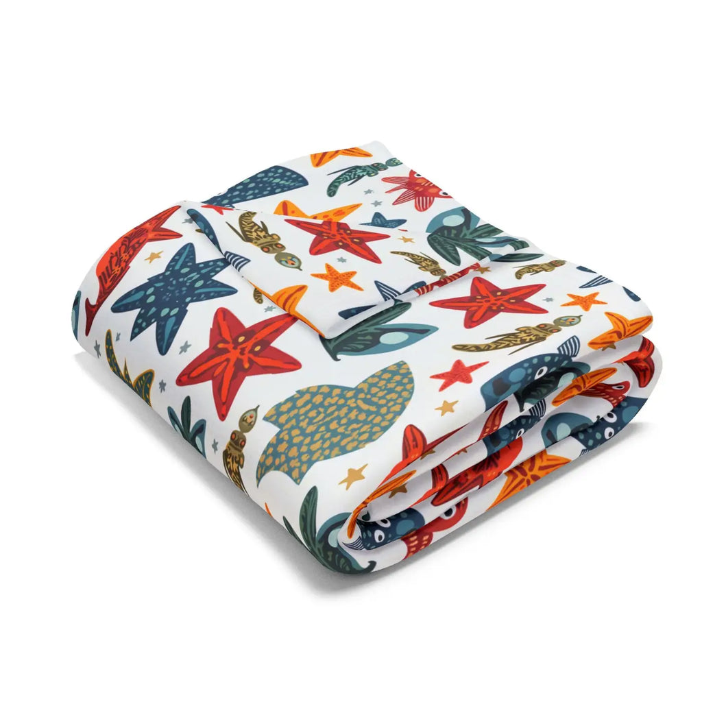 Vibrant Sea Creatures Arctic Fleece Blanket - Cozy Comfort - DipaliZ