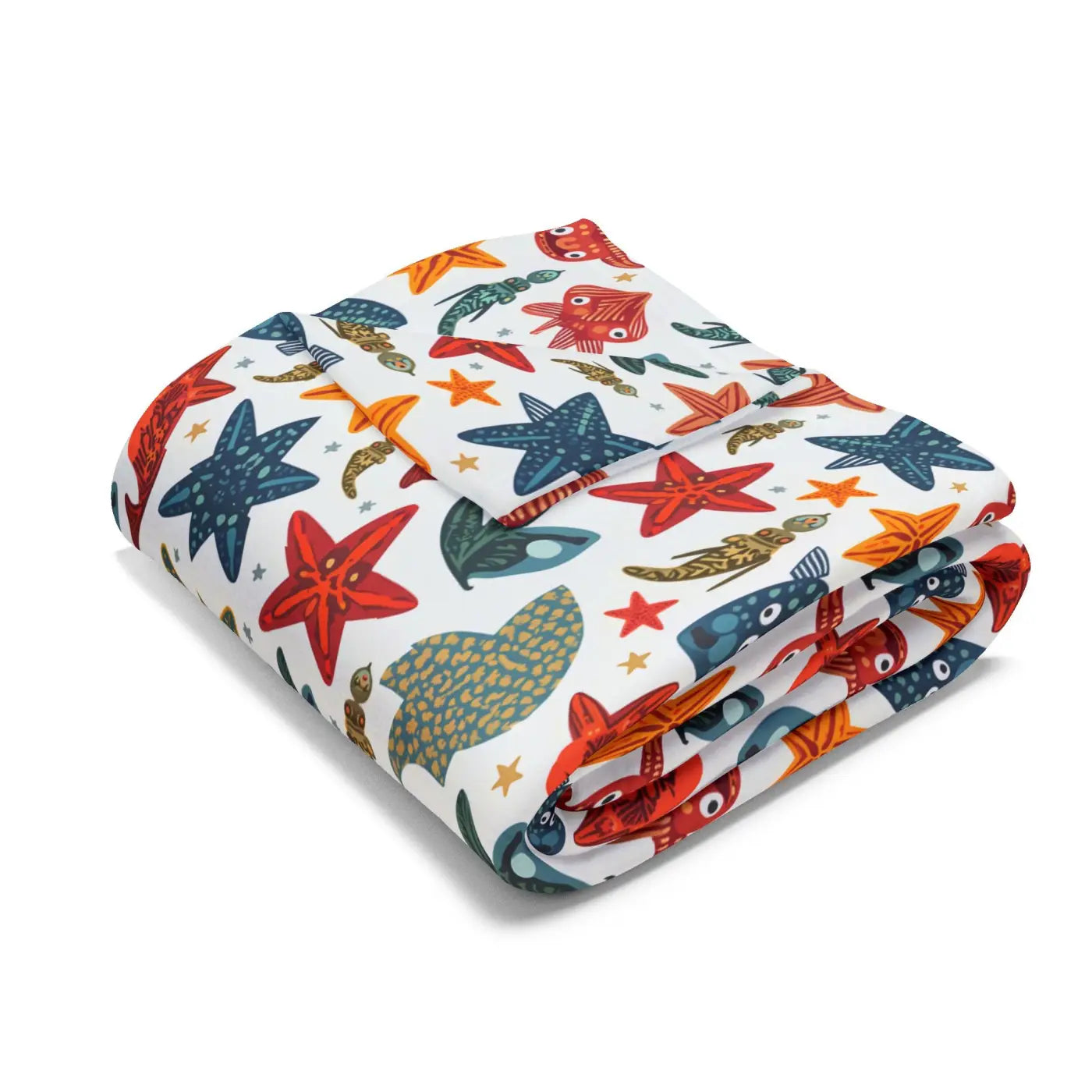 Vibrant Sea Creatures Arctic Fleece Blanket - Cozy Comfort - DipaliZ
