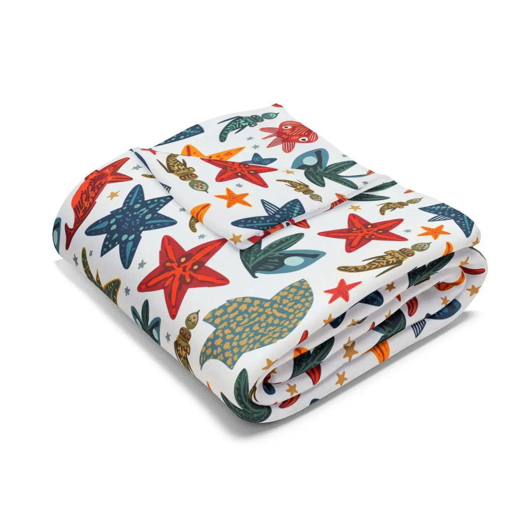 Vibrant Sea Creatures Arctic Fleece Blanket - Cozy Comfort - DipaliZ