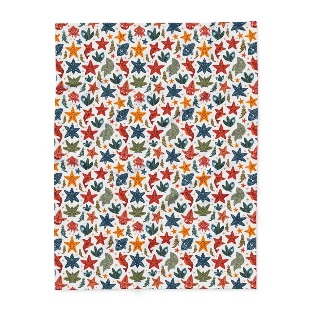 Vibrant Sea Creatures Arctic Fleece Blanket - Cozy Comfort - DipaliZ