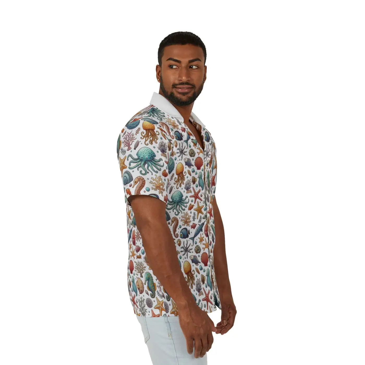 Hawaiian Camp Shirt - Sea Horse Dye Sublimation Print - DipaliZ