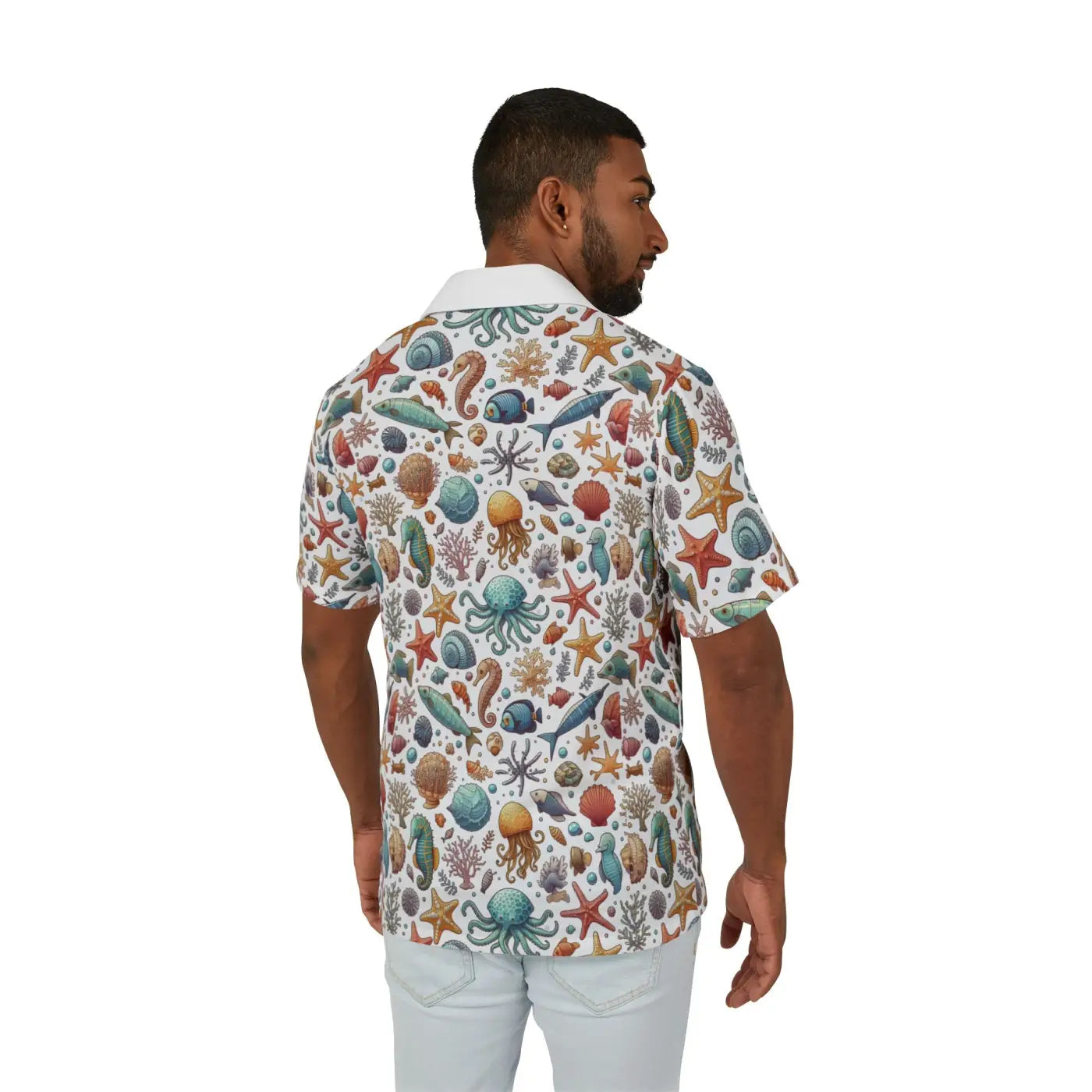 Hawaiian Camp Shirt - Sea Horse Dye Sublimation Print - DipaliZ