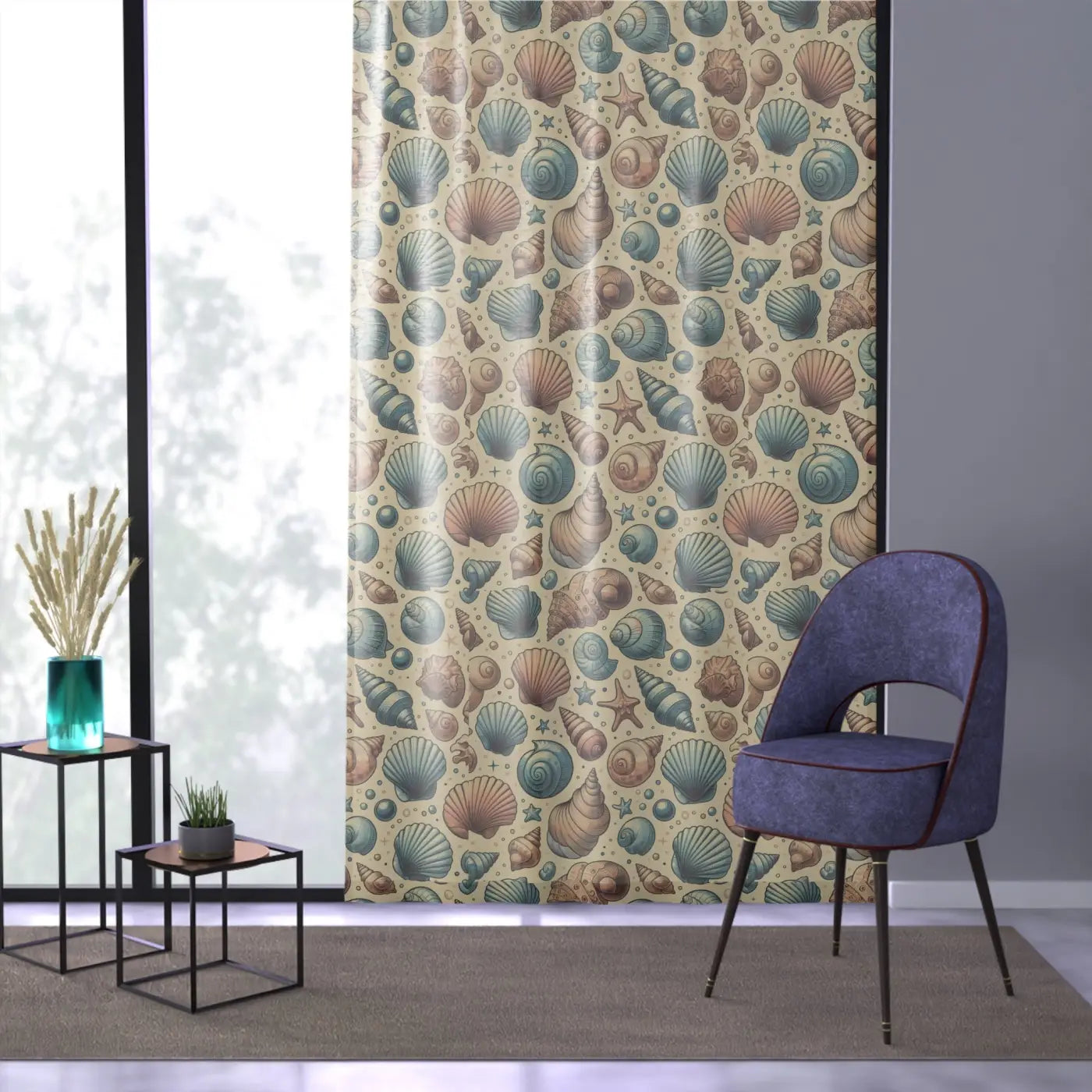 Sea Shell Window Curtains - Ocean Inspired Home Decor - DipaliZ