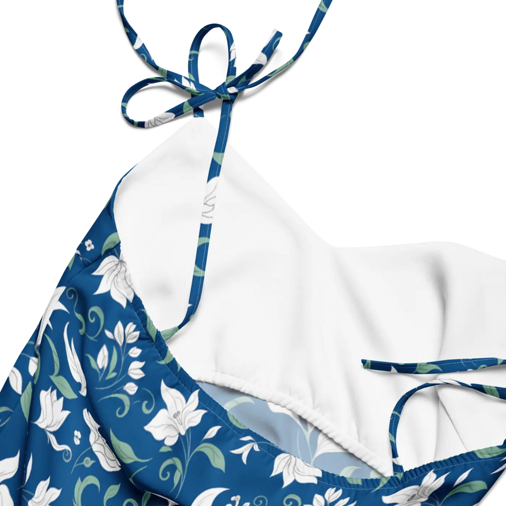 Flowers Midi Dress - Seamless White Tie-Strap - DipaliZ