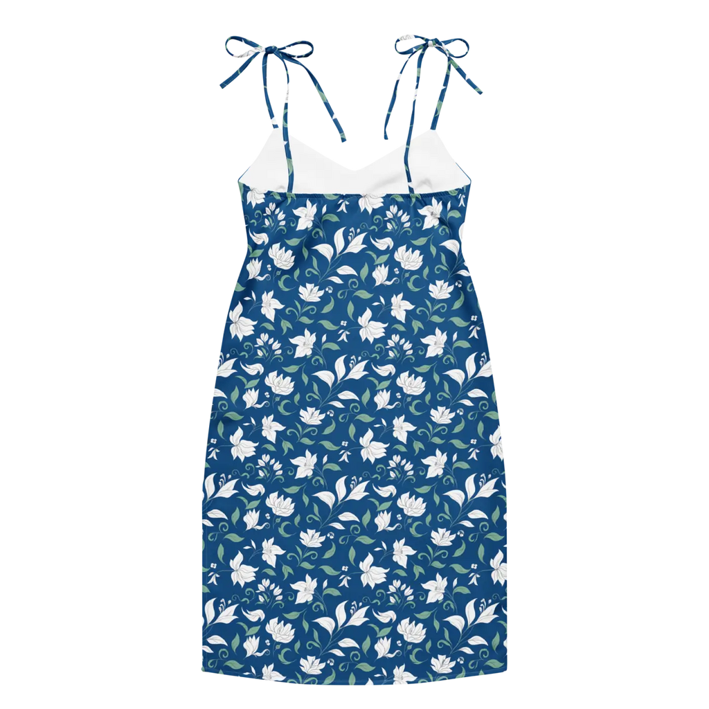 Flowers Midi Dress - Seamless White Tie-Strap - DipaliZ