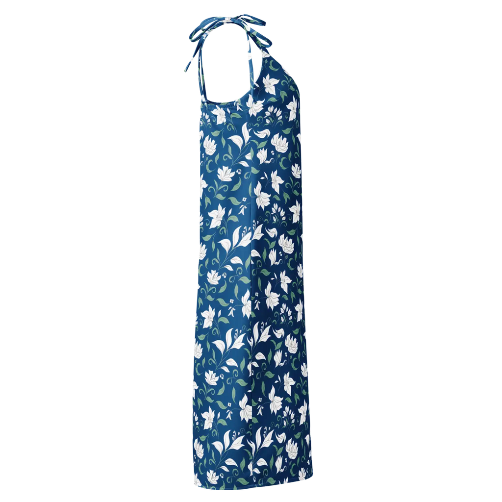 Flowers Midi Dress - Seamless White Tie-Strap - DipaliZ