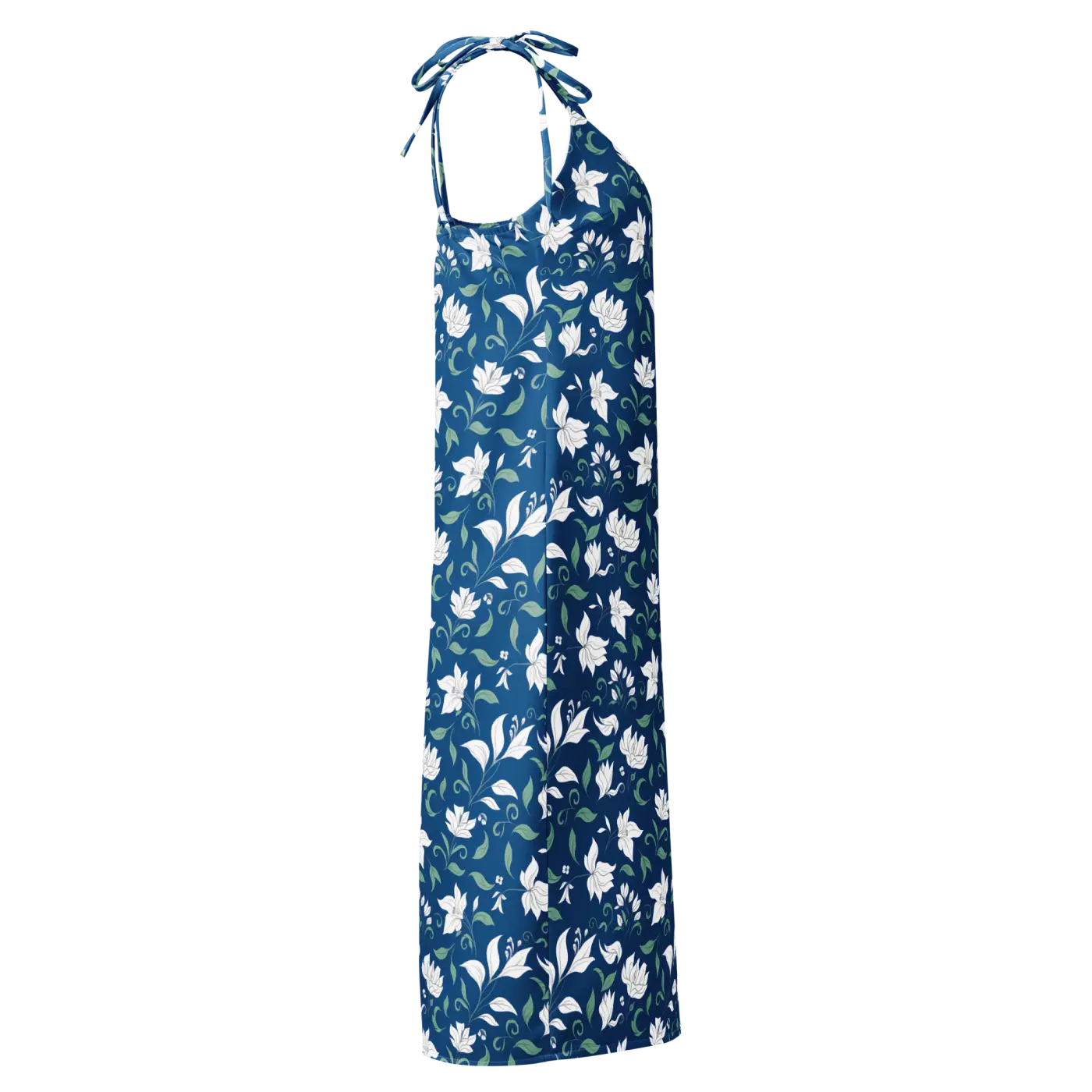 Flowers Midi Dress - Seamless White Tie-Strap - DipaliZ