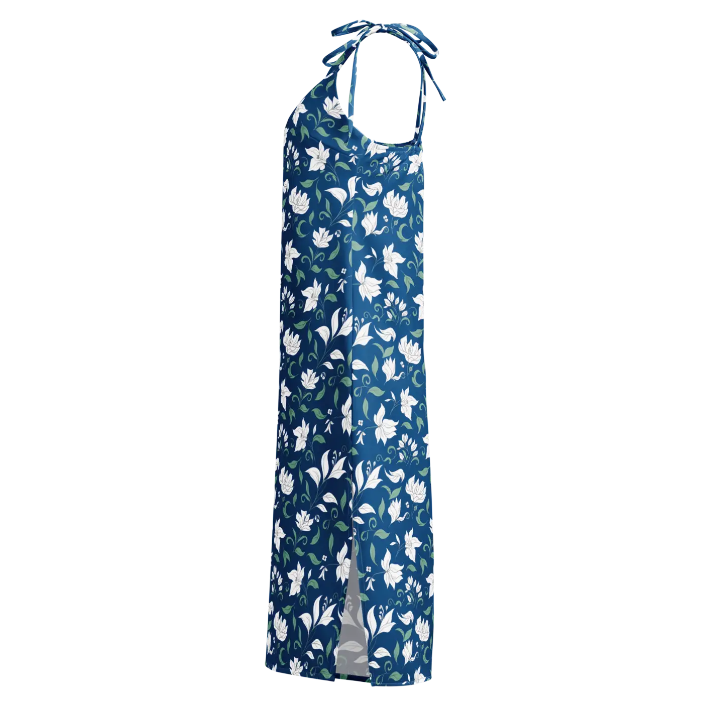 Flowers Midi Dress - Seamless White Tie-Strap - DipaliZ