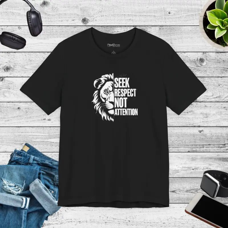 Seek Respect Not Attention Lion Jersey Short Sleeve Tee - DipaliZ