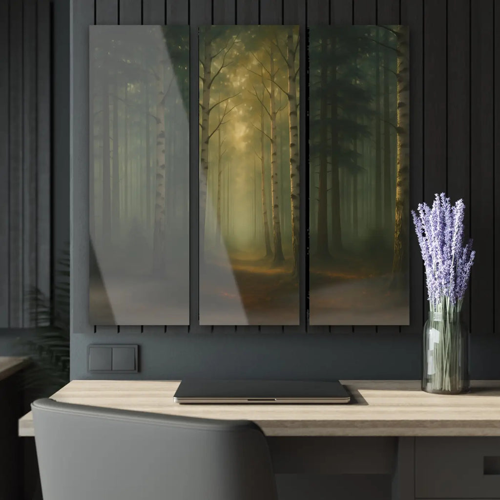 Serene Forest Acrylic Prints - Nature Wall Art Triptych - DipaliZ