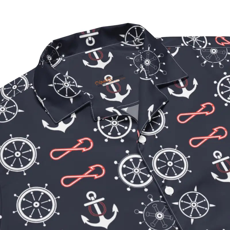 Moisture-Wicking Button Shirt - Set Sail Anchor Design - DipaliZ