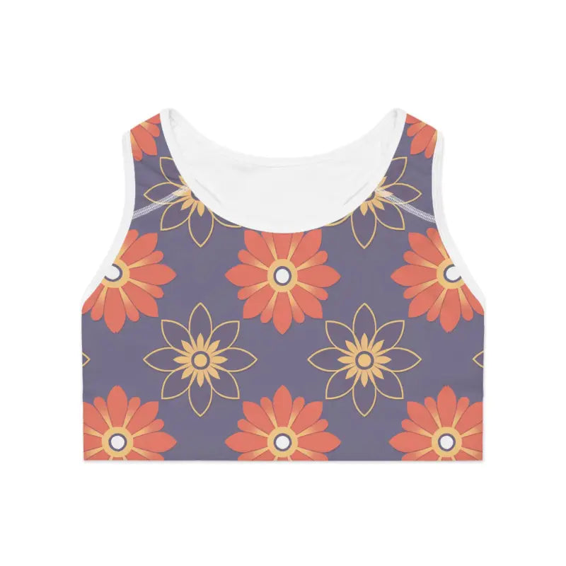 Sports Bra - Geometrical Floral Polyester Spandex - DipaliZ