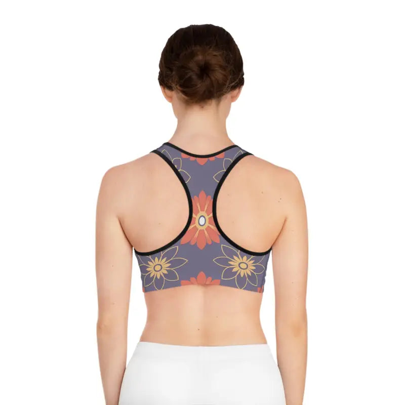 Sports Bra - Geometrical Floral Polyester Spandex - DipaliZ
