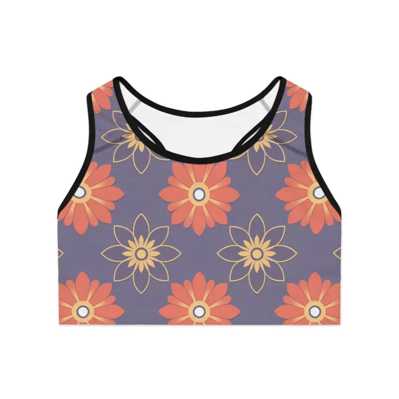 Sports Bra - Geometrical Floral Polyester Spandex - DipaliZ