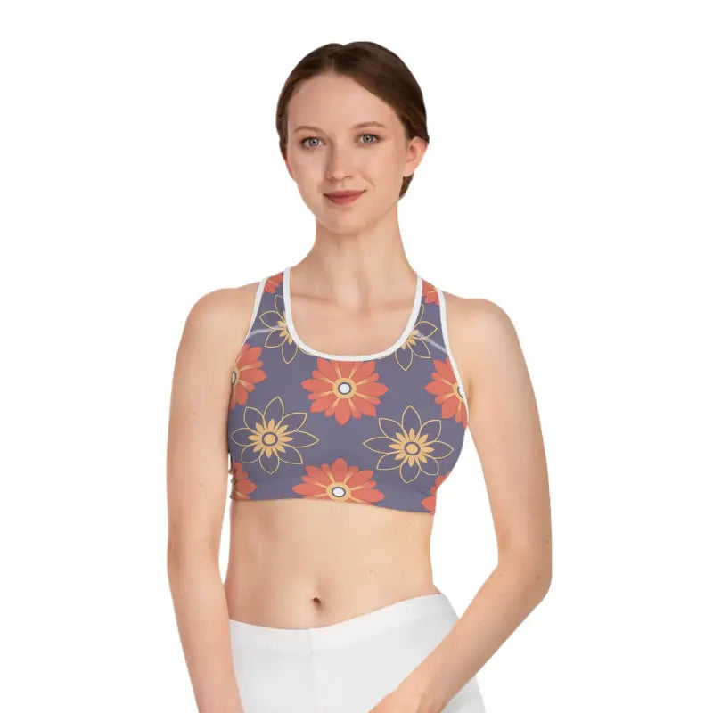 Sports Bra - Geometrical Floral Polyester Spandex - DipaliZ