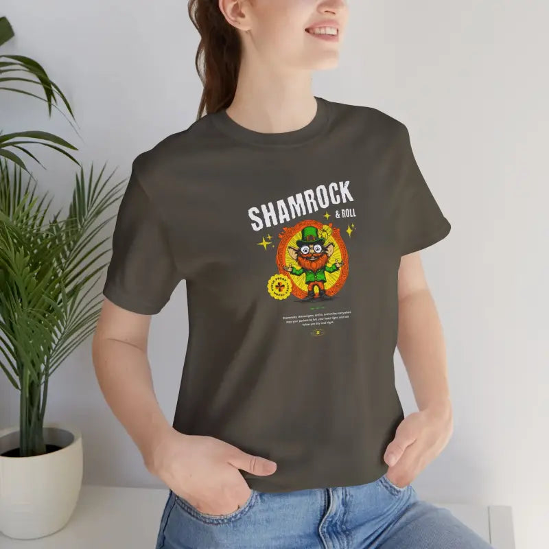 Shamrock and Roll Patricks Day Tee - Unisex Jersey - DipaliZ
