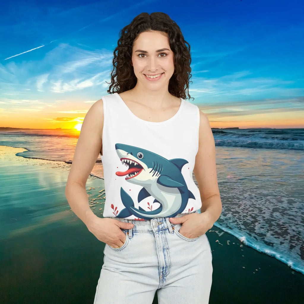Bold Shark Graphic Unisex Tank - Summer Apparel - DipaliZ