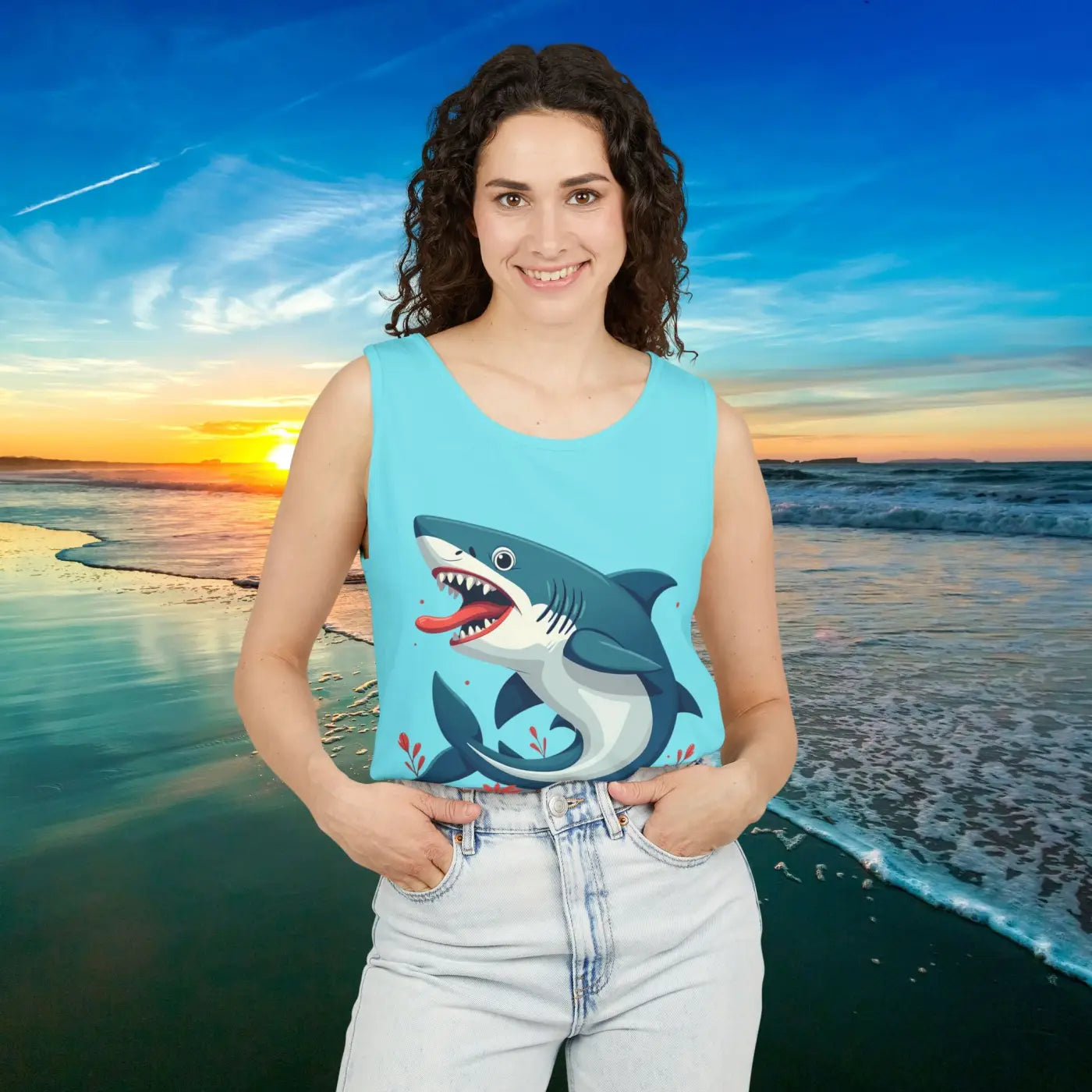 Bold Shark Graphic Unisex Tank - Summer Apparel - DipaliZ