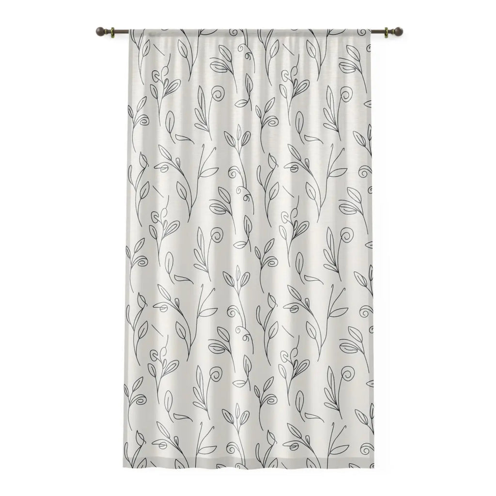 Botanical Window Curtain - Gray Vine Pattern Sheer Magic Light - DipaliZ