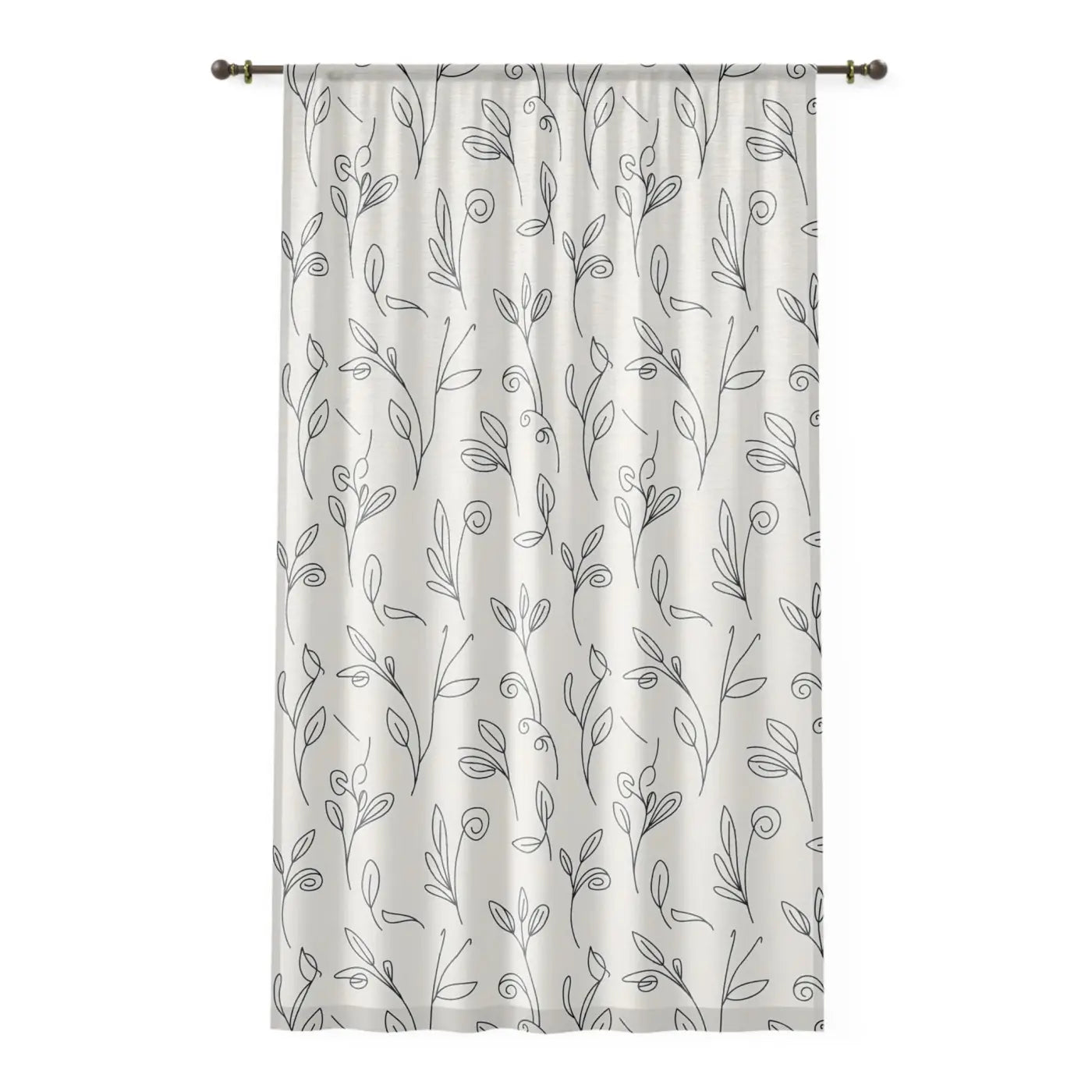 Botanical Window Curtain - Gray Vine Pattern Sheer Magic Light - DipaliZ
