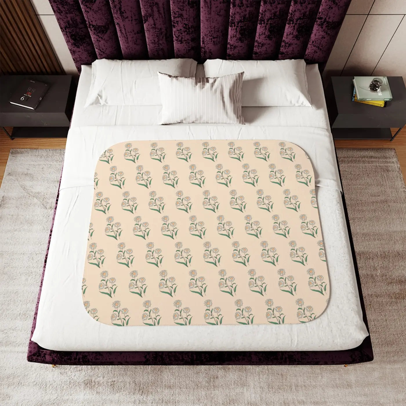 Sherpa Blanket - Daisy Flowers in Two Colors - DipaliZ