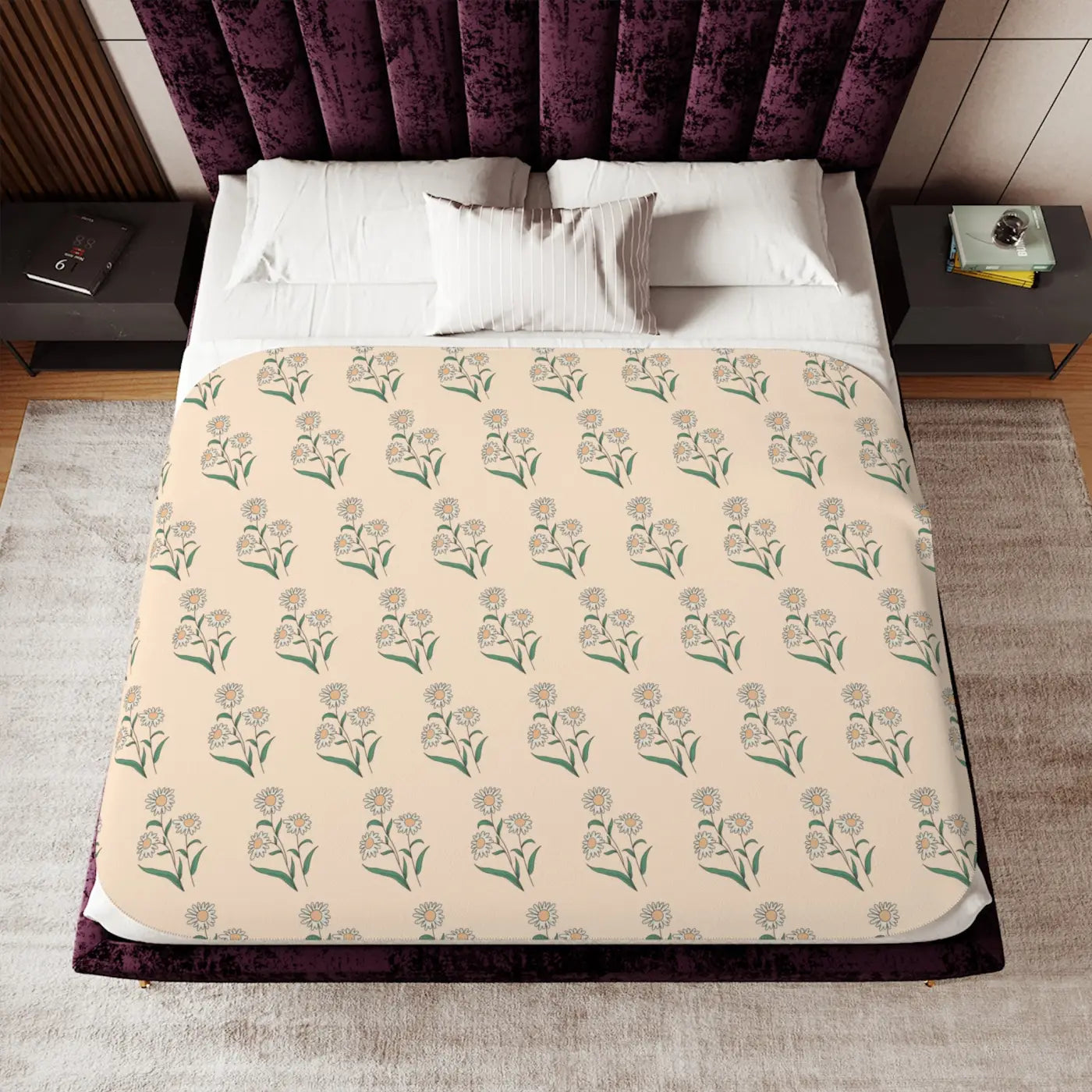 Sherpa Blanket - Daisy Flowers in Two Colors - DipaliZ