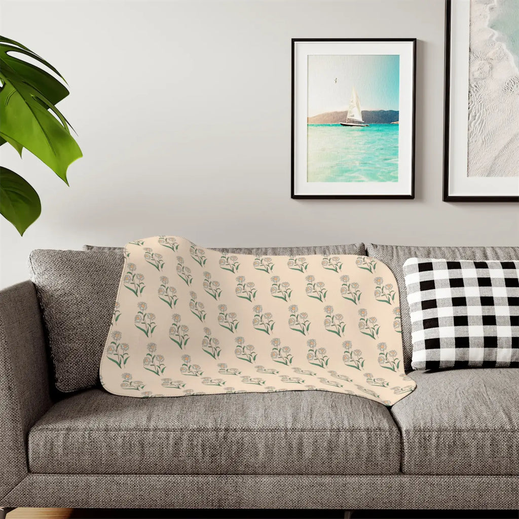 Sherpa Blanket - Daisy Flowers in Two Colors - DipaliZ